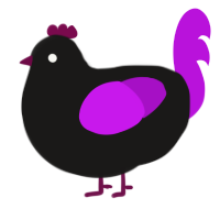 A sable and amethyst chicken