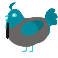 A grey and sea chicken with a head pattern