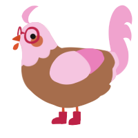 A brown and pink chicken with a head pattern