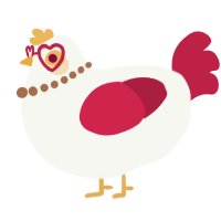 A white and crimson chicken