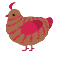 A brown and crimson chicken with a bar pattern