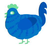 A sapphire and ultramarine chicken with a bar pattern