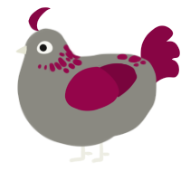 A ash and maroon chicken with a neck-speckle pattern