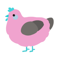 A pink and grey chicken