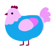 A sky and lavender chicken with a head pattern