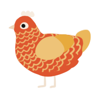 A vermilion and honey chicken with a lace pattern