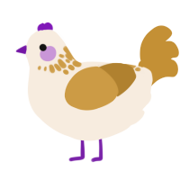 A cream and gold chicken with a neck-speckle pattern