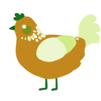 A ochre and apple chicken with a neck-speckle pattern