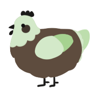 A bark and gluppy chicken with a head pattern