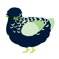 A tumblr and gluppy chicken with a half-lace pattern