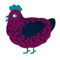 A wine and tumblr chicken with a speckle pattern