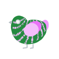 Fluorite, a viridian and lavender chicken with a bar pattern