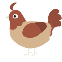A beige and russet chicken with a head pattern