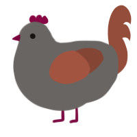A grey and russet chicken