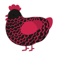 A sable and crimson chicken with a lace pattern