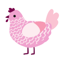 A pink and rose chicken with a lace pattern