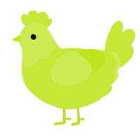 A lime chicken with a head pattern