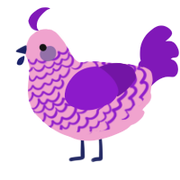 A pink and violet chicken with a lace pattern