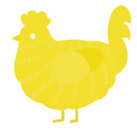 A yellow chicken with a bar pattern