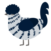 A mist and tumblr chicken with a bar pattern