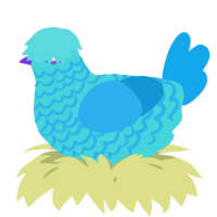 A aqua and sky chicken with a lace pattern