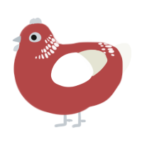 A red and white chicken with a neck-band pattern