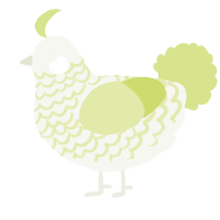 A white and lemon chicken with a lace pattern