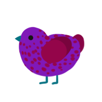 CluckyCluckyClicks, a violet and maroon chicken with a speckle pattern