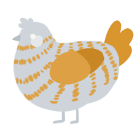 A mist and orange chicken with a bar pattern