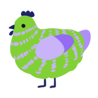 A grass and lilac chicken with a bar pattern