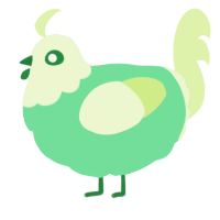 A spring and apple chicken with a head pattern