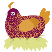 A wine and orange chicken with a double-lace pattern