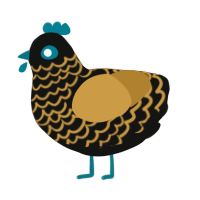 A black and gold chicken with a lace pattern