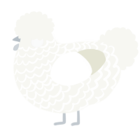 A white chicken with a lace pattern