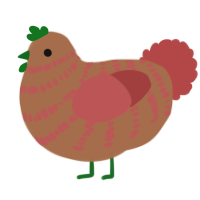 A brown and red chicken with a bar pattern