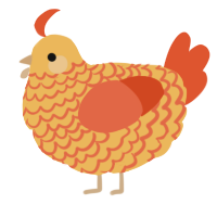 A honey and vermilion chicken with a lace pattern