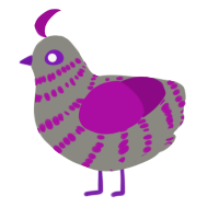 A ash and plum chicken with a bar pattern