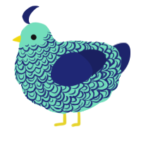 A mint and navy chicken with a double-lace pattern