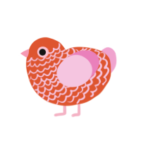 (unnamed), a vermilion and pink chicken with a lace pattern