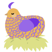 A honey and blurple chicken with a lace pattern