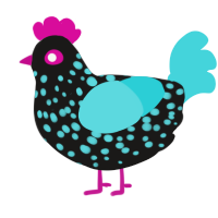 A sable and aqua chicken with a speckle pattern
