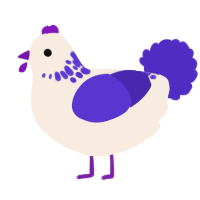 A cream and indigo chicken with a neck-speckle pattern