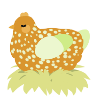 A orange and apple chicken with a speckle pattern