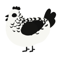 A white and black chicken with a half-lace pattern