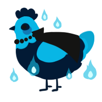 A tumblr and cerulean chicken with a head pattern