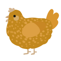 A ochre and orange chicken with a speckle pattern