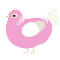 A pink and white chicken with a neck-band pattern