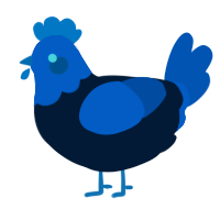 A tumblr and ultramarine chicken with a head pattern