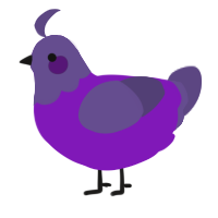 A violet and overcast chicken with a head pattern