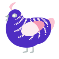 A indigo and rose chicken with a half-bar pattern